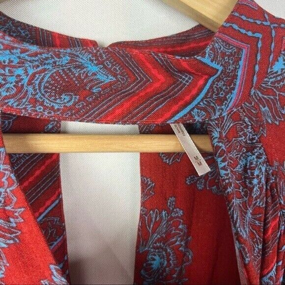 Free People Walking on a Dream Red & Blue Printed Long Sleeve Tunic M - Picture 7 of 7